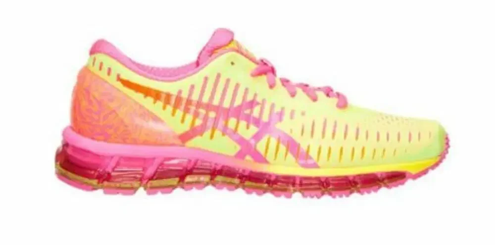NEW SZ 6 WOMENS ASICS GEL QUANTUM 360 T5J6Q-073 FLASH YELLOW/HOT PINK SNEAKERS